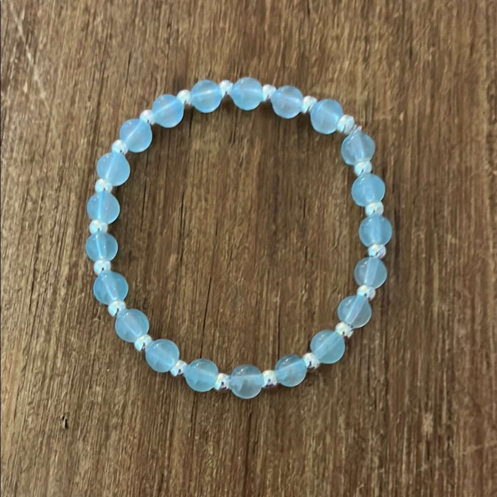 Elegant Blue and Silver Beaded Bracelet Jewelry